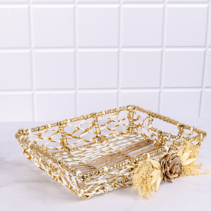Jute Golden Tray - Image 2