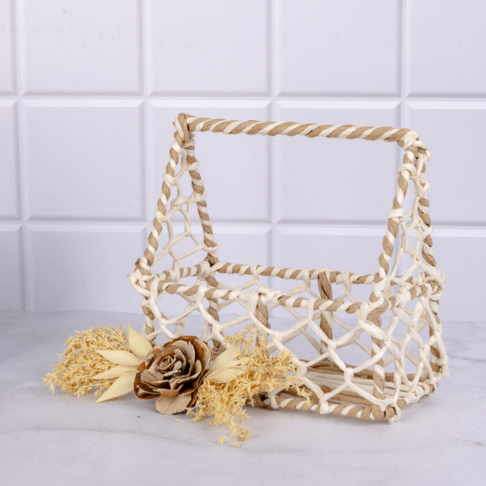Jute Basket with handle (Blue,Brown & Orange) - Image 4