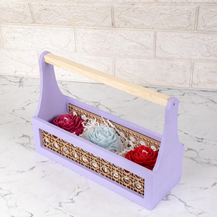 Coloured Pinewood 3 Jar Tray - Image 2