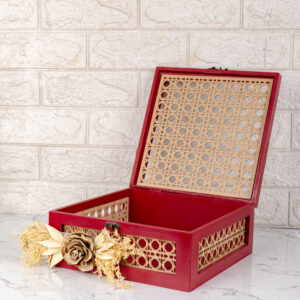 Coloured Pinewood box- Rattan Style 10 by 10