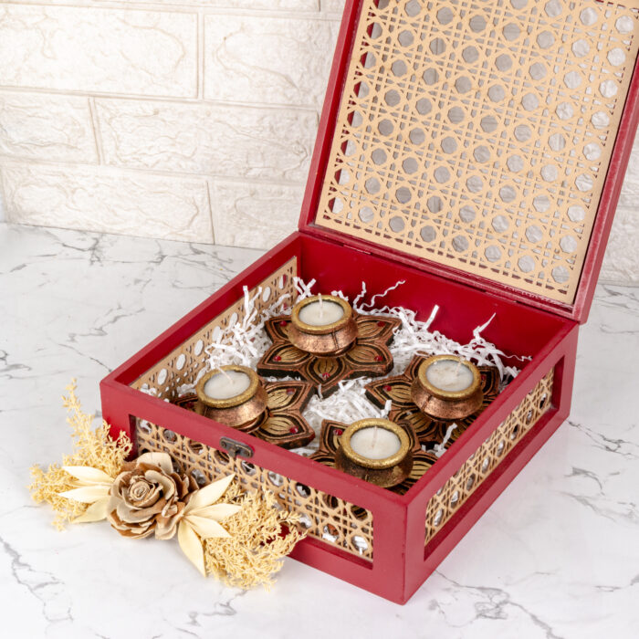 Coloured Pinewood box- Rattan Style 10 by 10 - Image 3