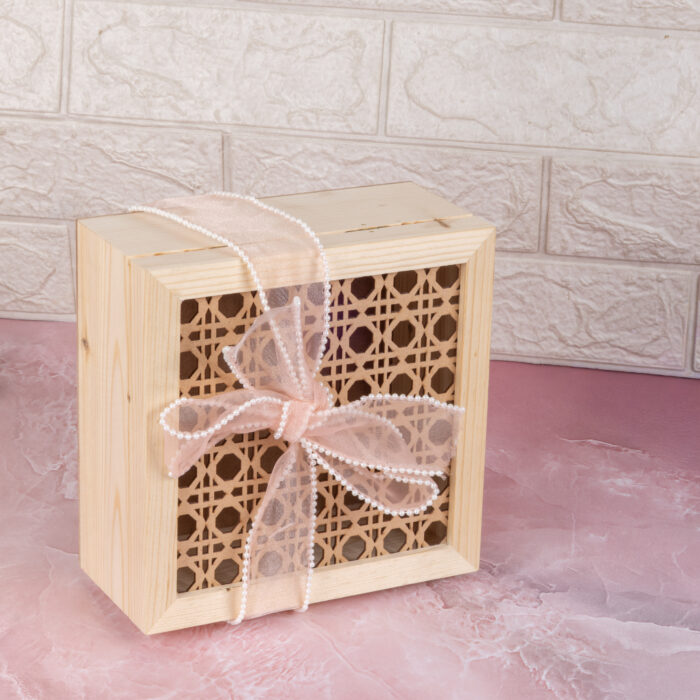 Pinewood box- Rattan Style 8 by 8 - Image 4