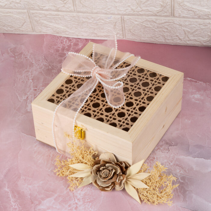 Pinewood box- Rattan Style 8 by 8 - Image 3
