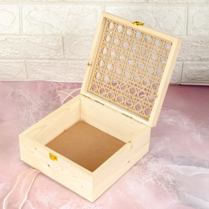 Pinewood box- Rattan Style 8 by 8 - Image 2